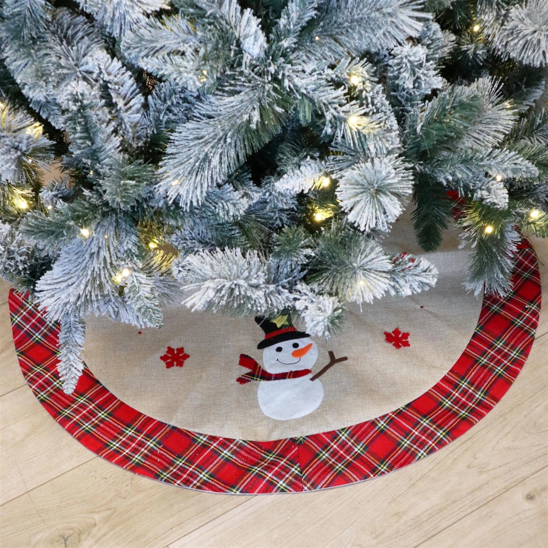 Snowman Design Snowflake Tree Skirt Christmas Floor Mat Holiday Home Decorations