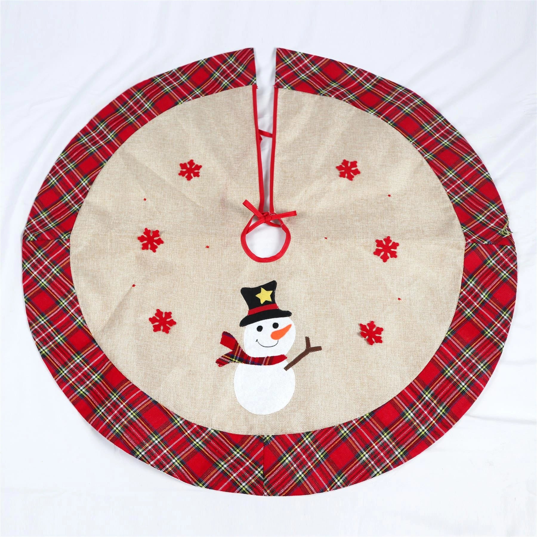Snowman Design Snowflake Tree Skirt Christmas Floor Mat Holiday Home Decorations