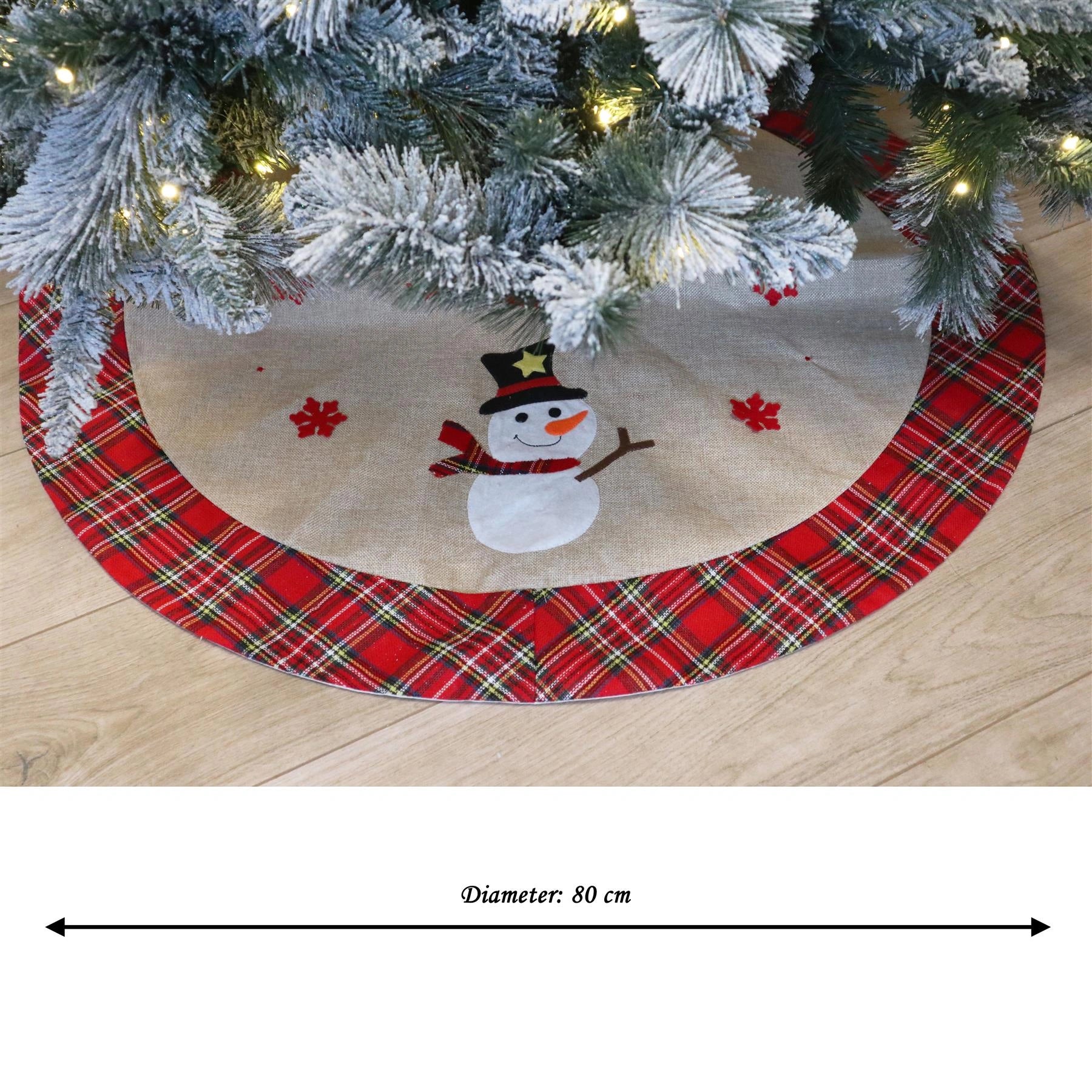 Snowman Design Snowflake Tree Skirt Christmas Floor Mat Holiday Home Decorations