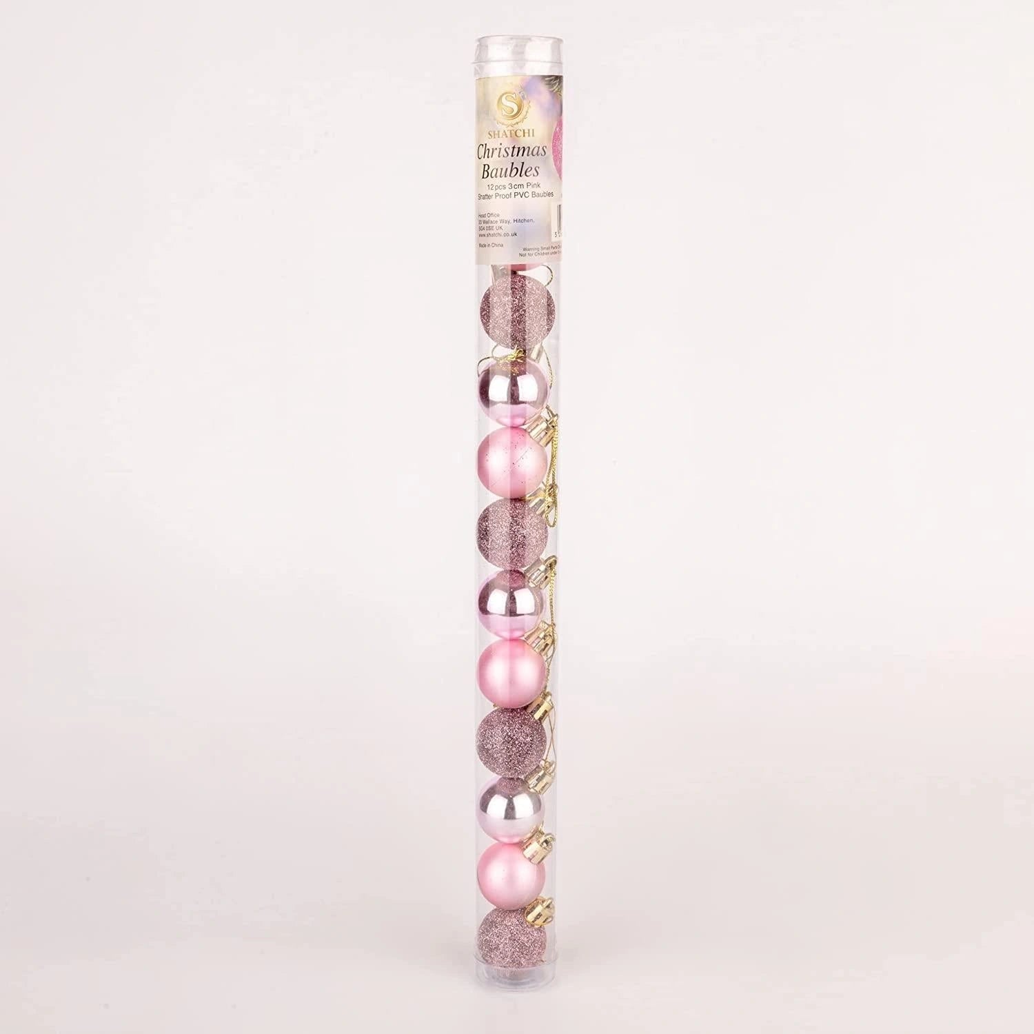 12X Christmas Baubles Hanging Decoration Pale Pink Ball Xmas Tree Ornament 30mm