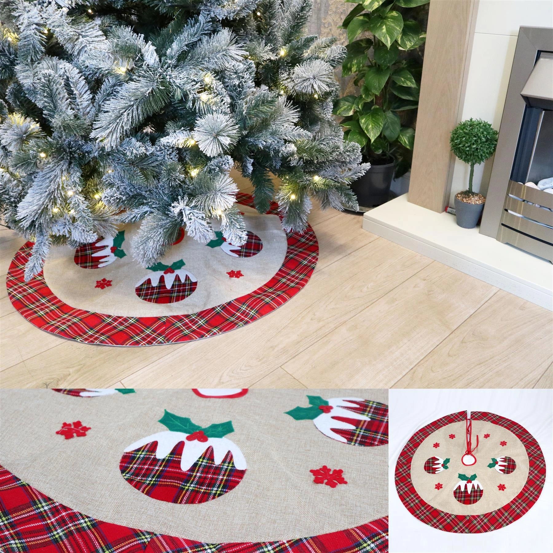 Printed Pattern Snowflake Tree Skirt Christmas Floor Mat Holiday Home Decoration