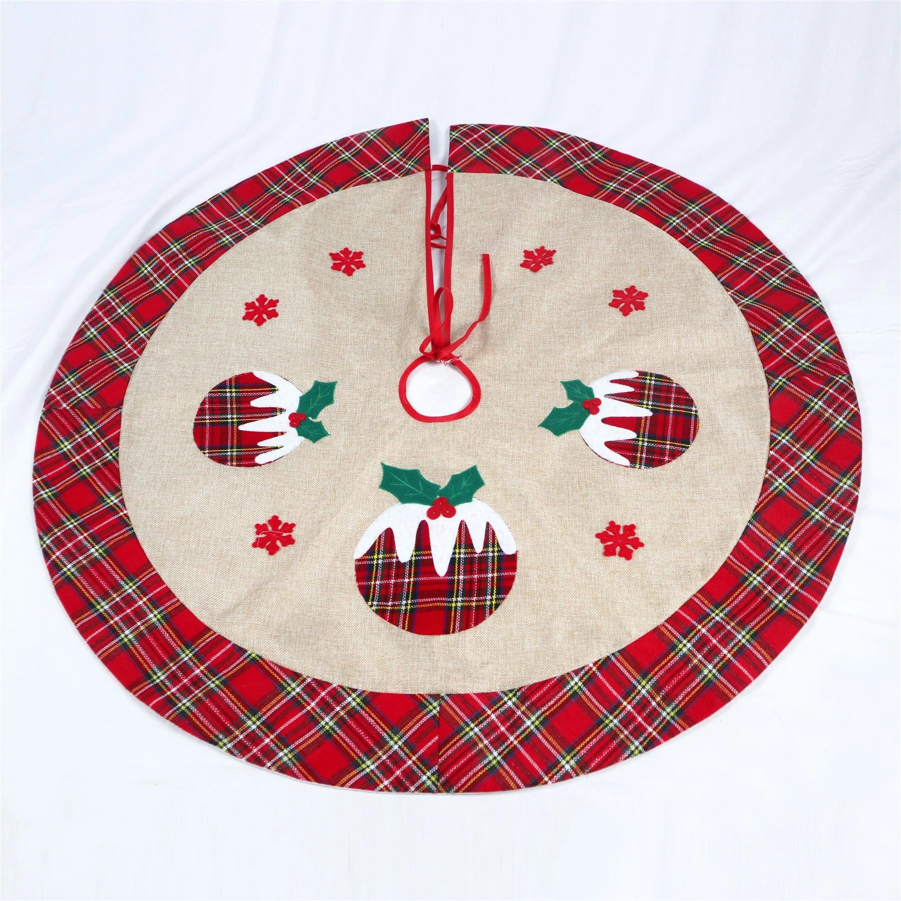 Printed Pattern Snowflake Tree Skirt Christmas Floor Mat Holiday Home Decoration
