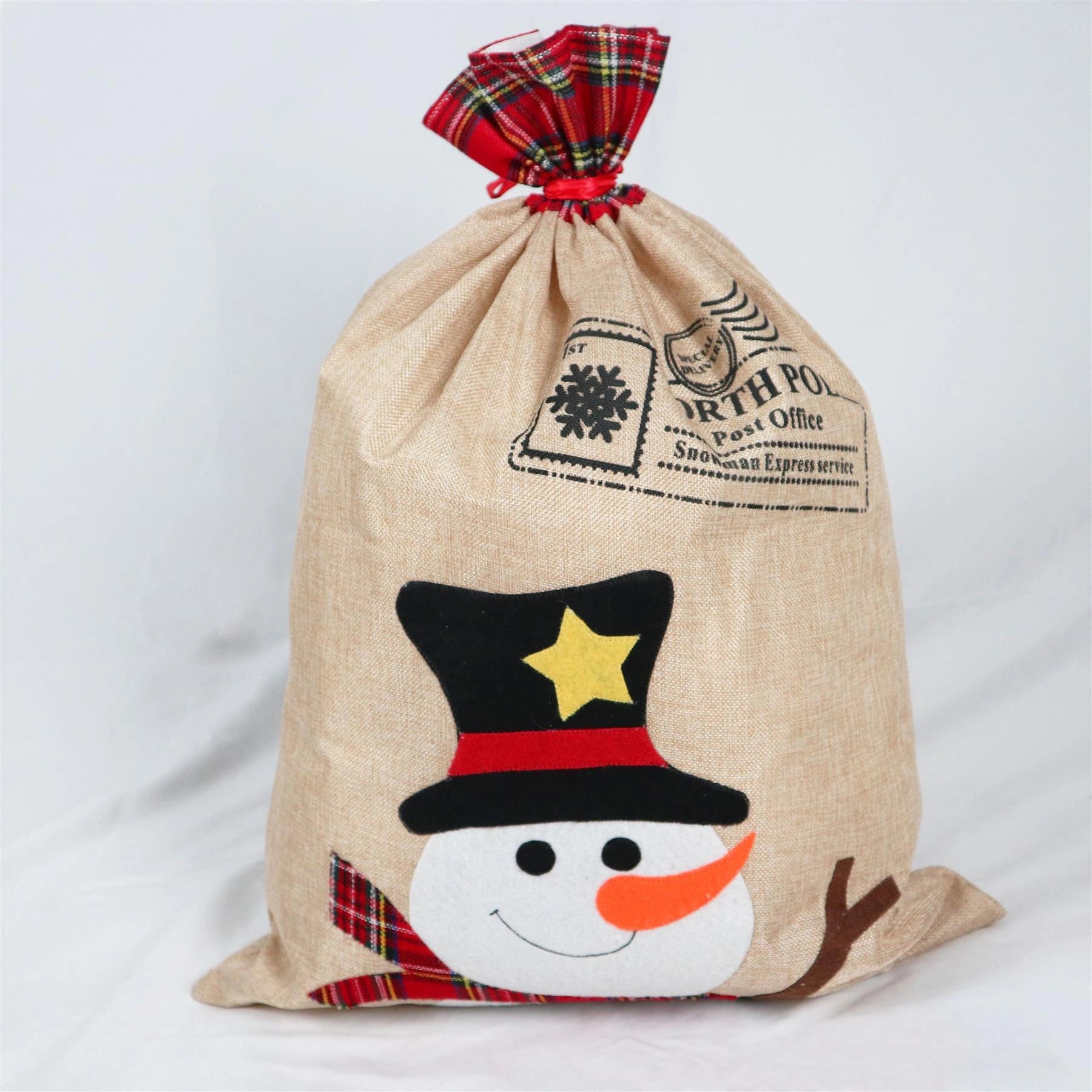 Large Christmas Sack Santa Hessian Stockings Snowman Xmas Presents Bags 70x50cm