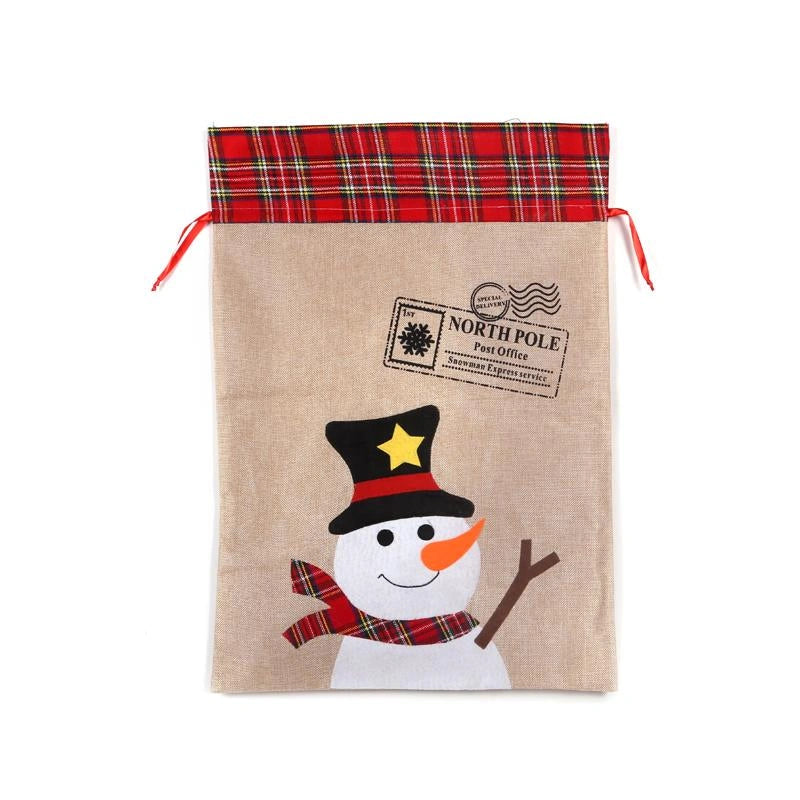 Large Christmas Sack Santa Hessian Stockings Snowman Xmas Presents Bags 70x50cm