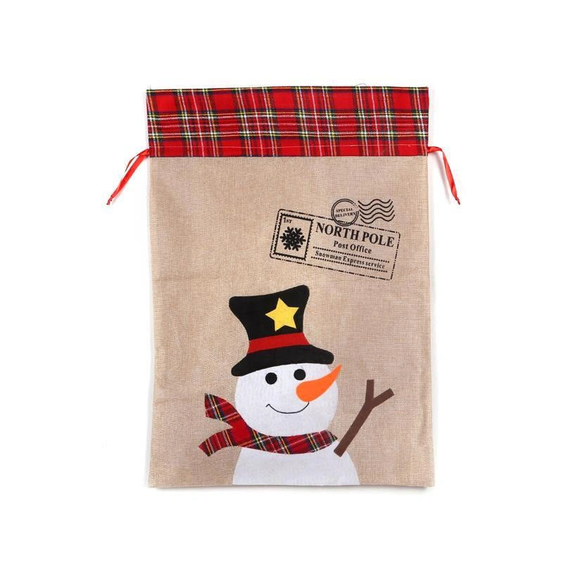 Large Christmas Sack Santa Hessian Stockings Snowman Xmas Presents Bags 70x50cm