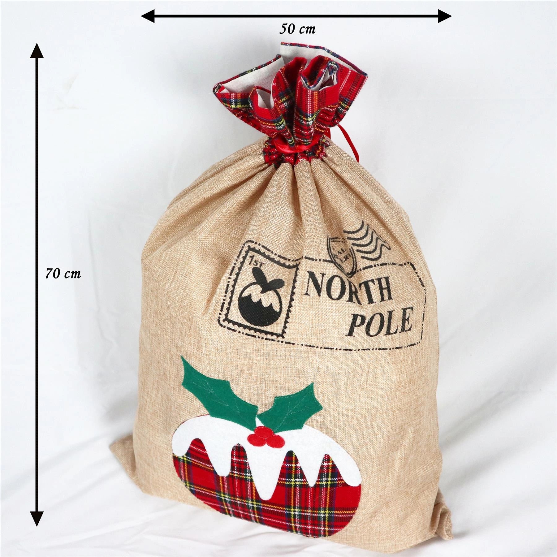 Large 70 x 50 cm Pudding Santa Sack Stockings Christmas Xmas Party Gifts Bags