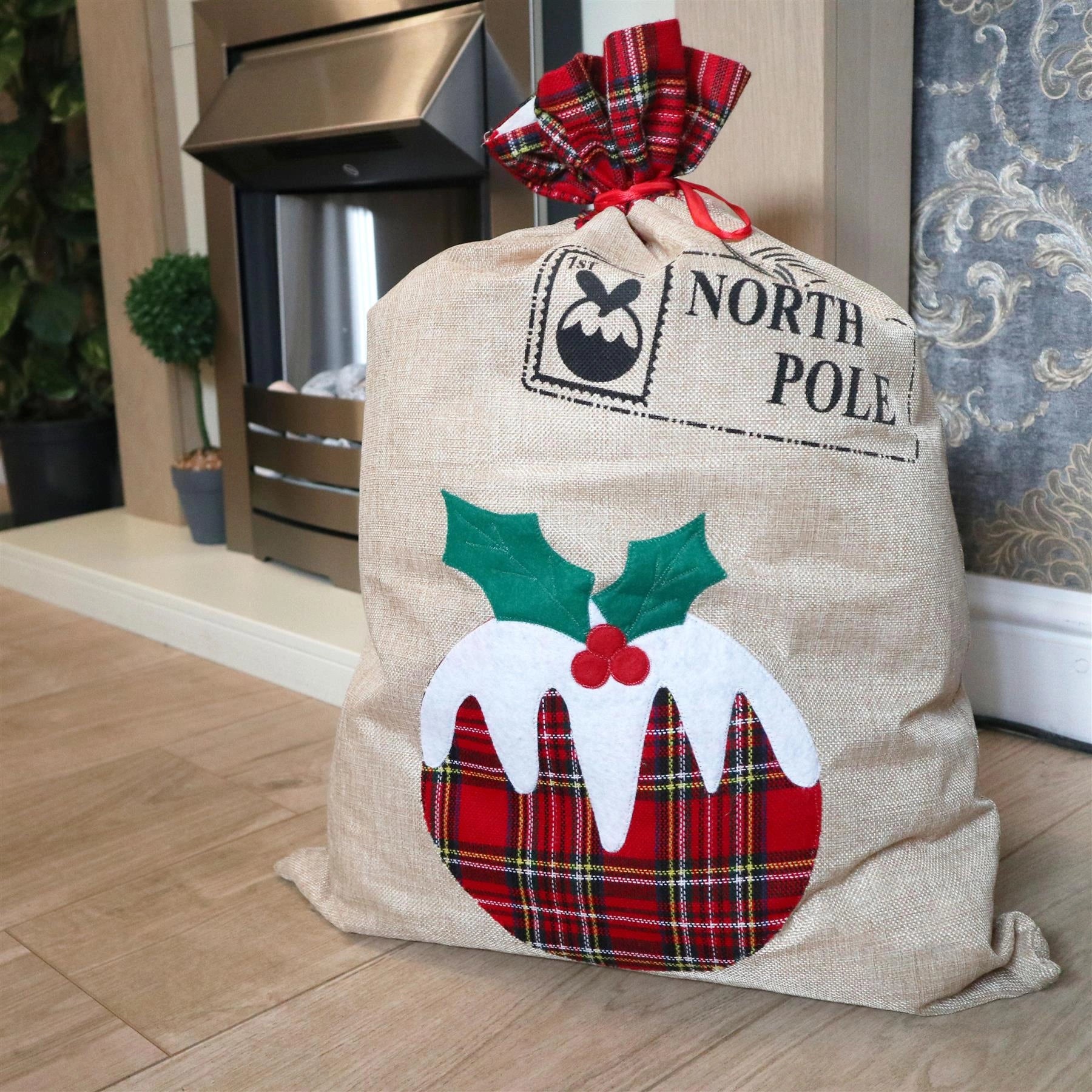 Large 70 x 50 cm Pudding Santa Sack Stockings Christmas Xmas Party Gifts Bags