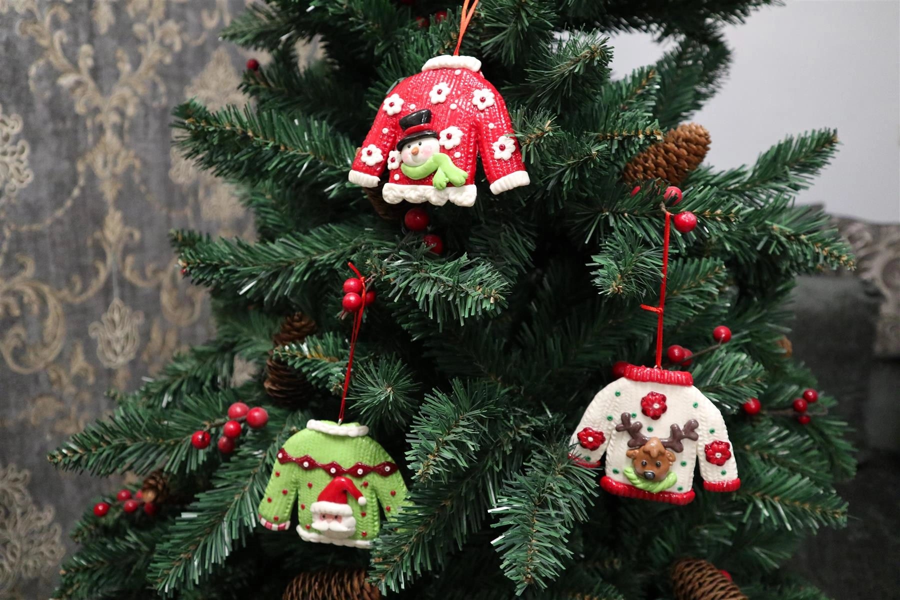 Christmas Tree Santa Reindeer Hanging Wall Decoration Xmas Gifts Home Party 3pc
