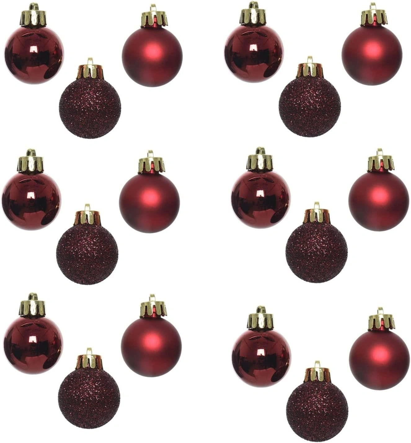 Baubles Burgundy 3Cm 12Pcs Set Pvc