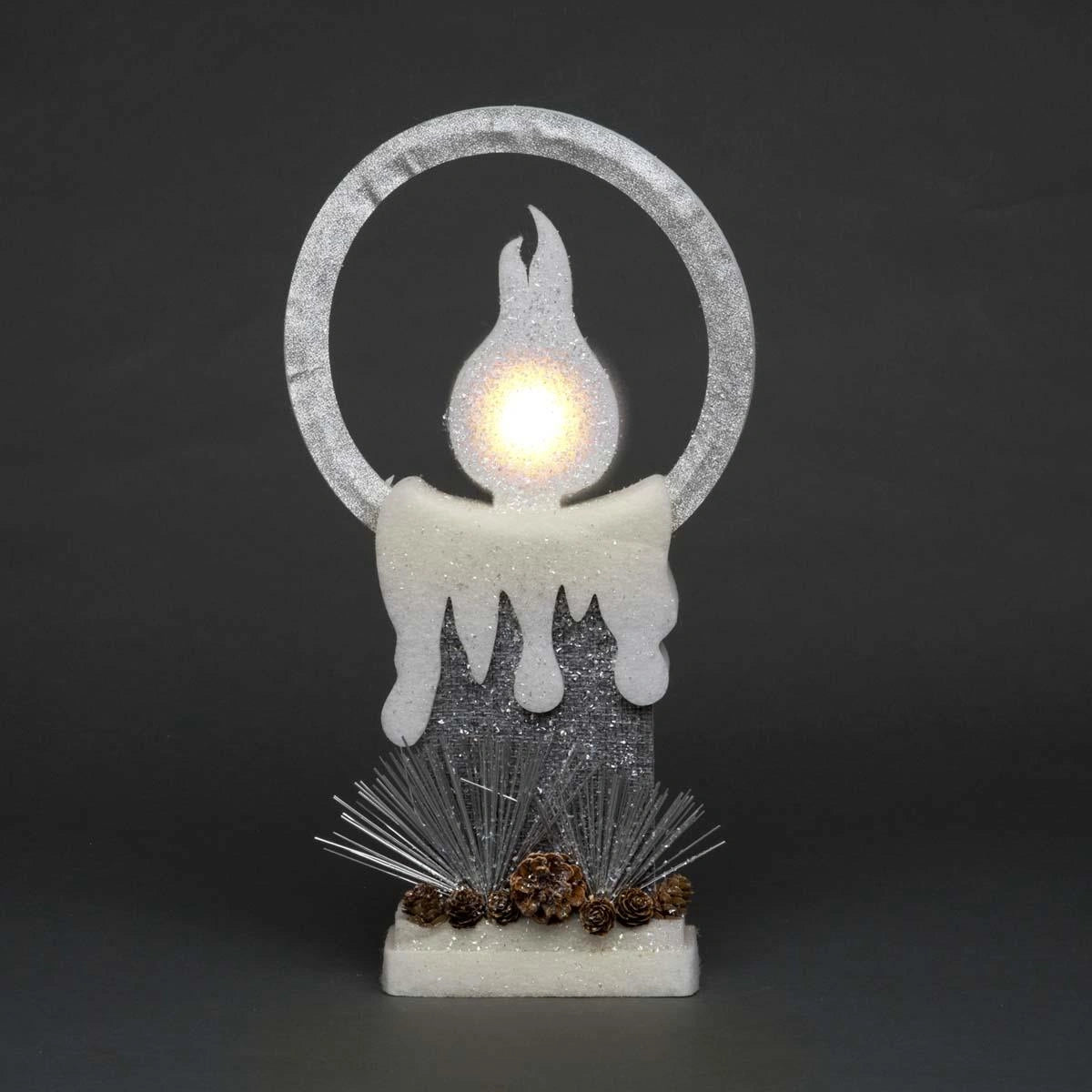 B/O Led Silver Foam Single Candle-31Cm, 

1 Led