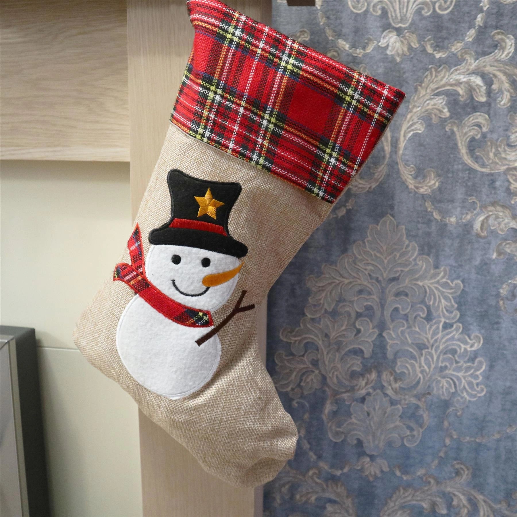 Christmas Stockings Snowman Large Santa Sack Father Socks Gifts Bag XMAS Decor