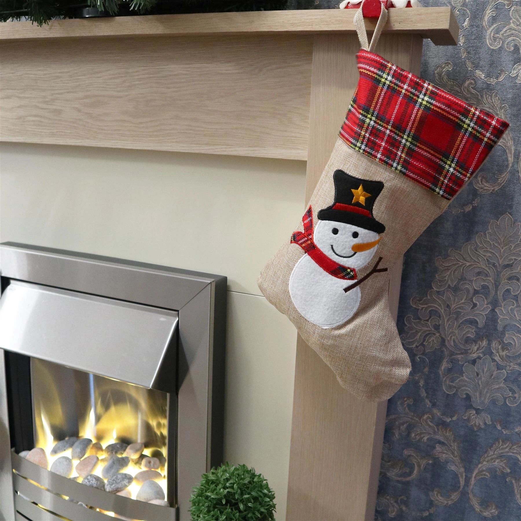 Christmas Stockings Snowman Large Santa Sack Father Socks Gifts Bag XMAS Decor