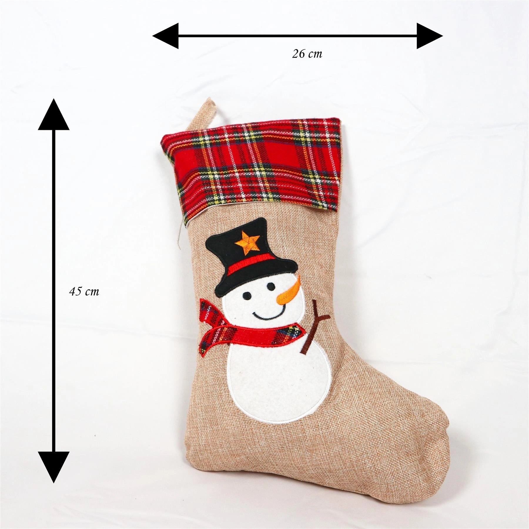 Christmas Stockings Snowman Large Santa Sack Father Socks Gifts Bag XMAS Decor