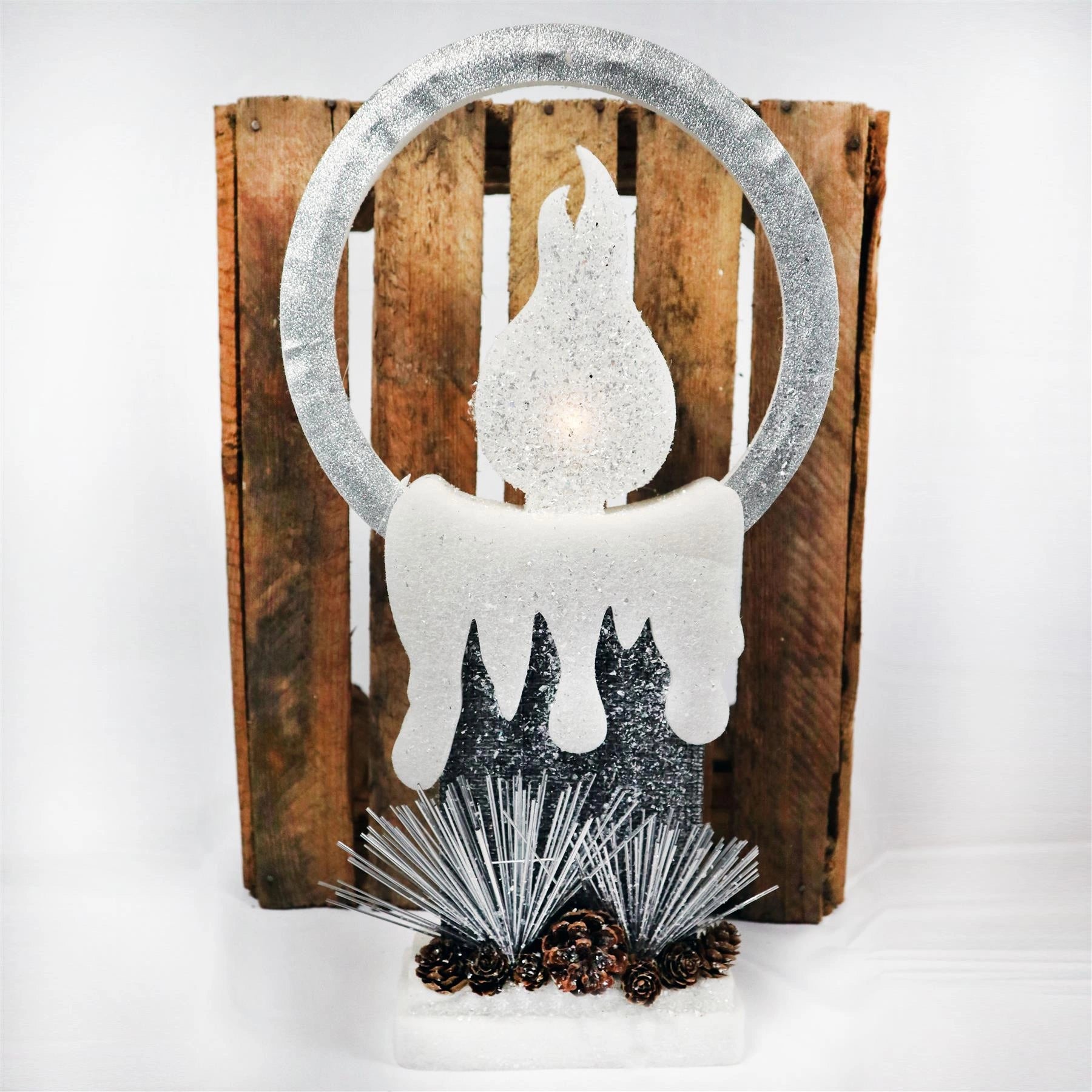 Christmas LED Table Decoration Pre Lit Candle Center Piece Window Xmas Gift 41cm