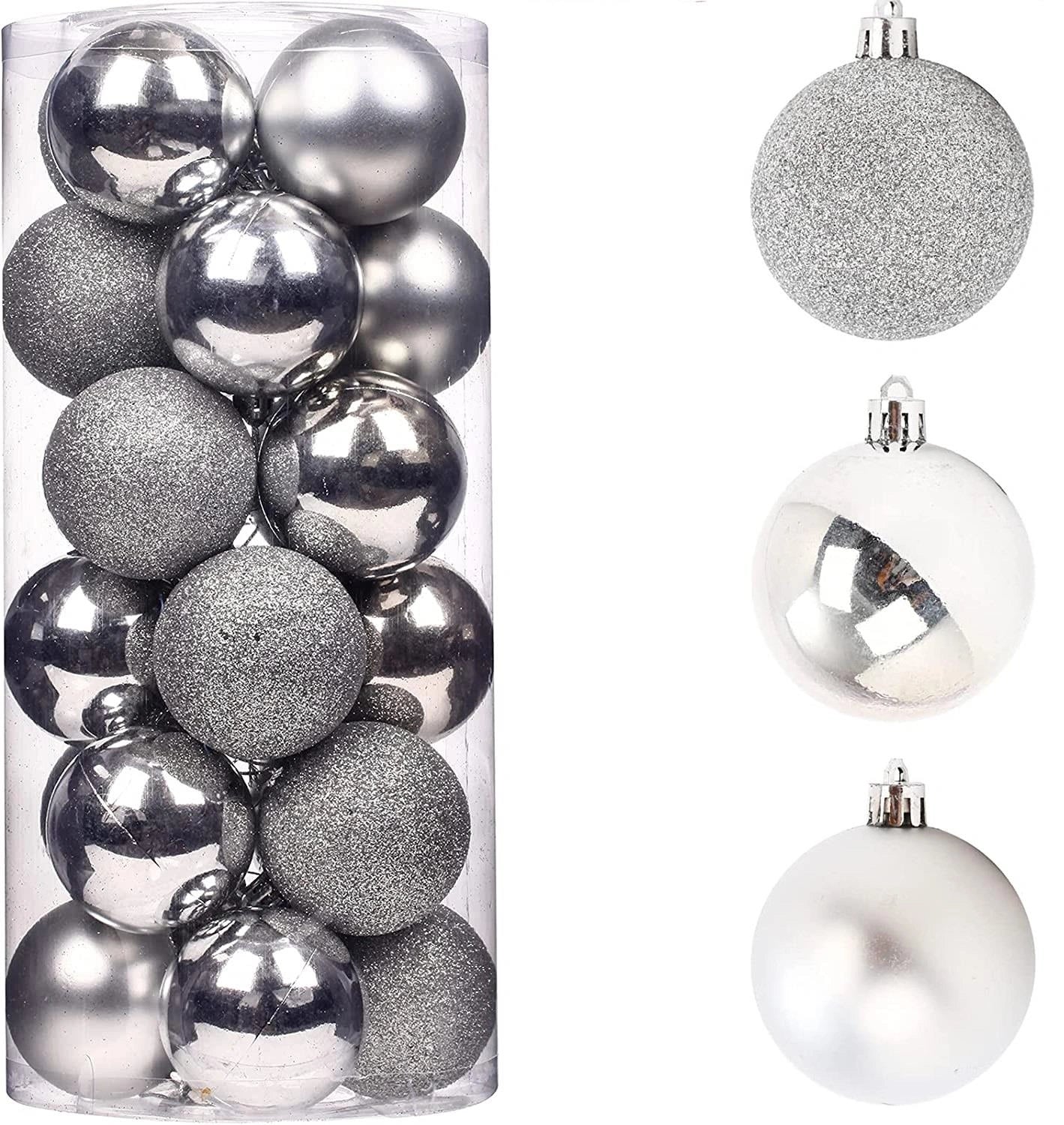 12X Christmas Baubles Tree Ornaments Silver Balls Xmas Hanging Decorations 30mm