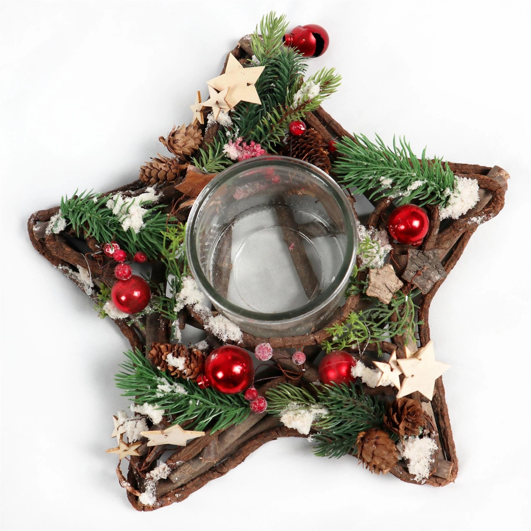 Candle Holder Christmas Table Decoration Star Shape Tealight Twig Xmas Gift 34cm