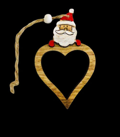 3 Pcs Wooden Christmas Tree Decorations Heart Shape Xmas Hanging Ornaments Craft