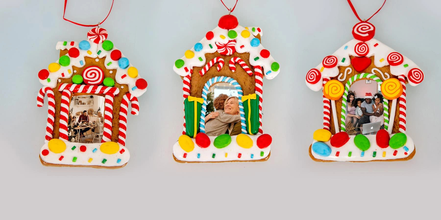 3Pcs Christmas Tree Hanging Pendants Photo Frames Xmas Home Party Ornament Decor