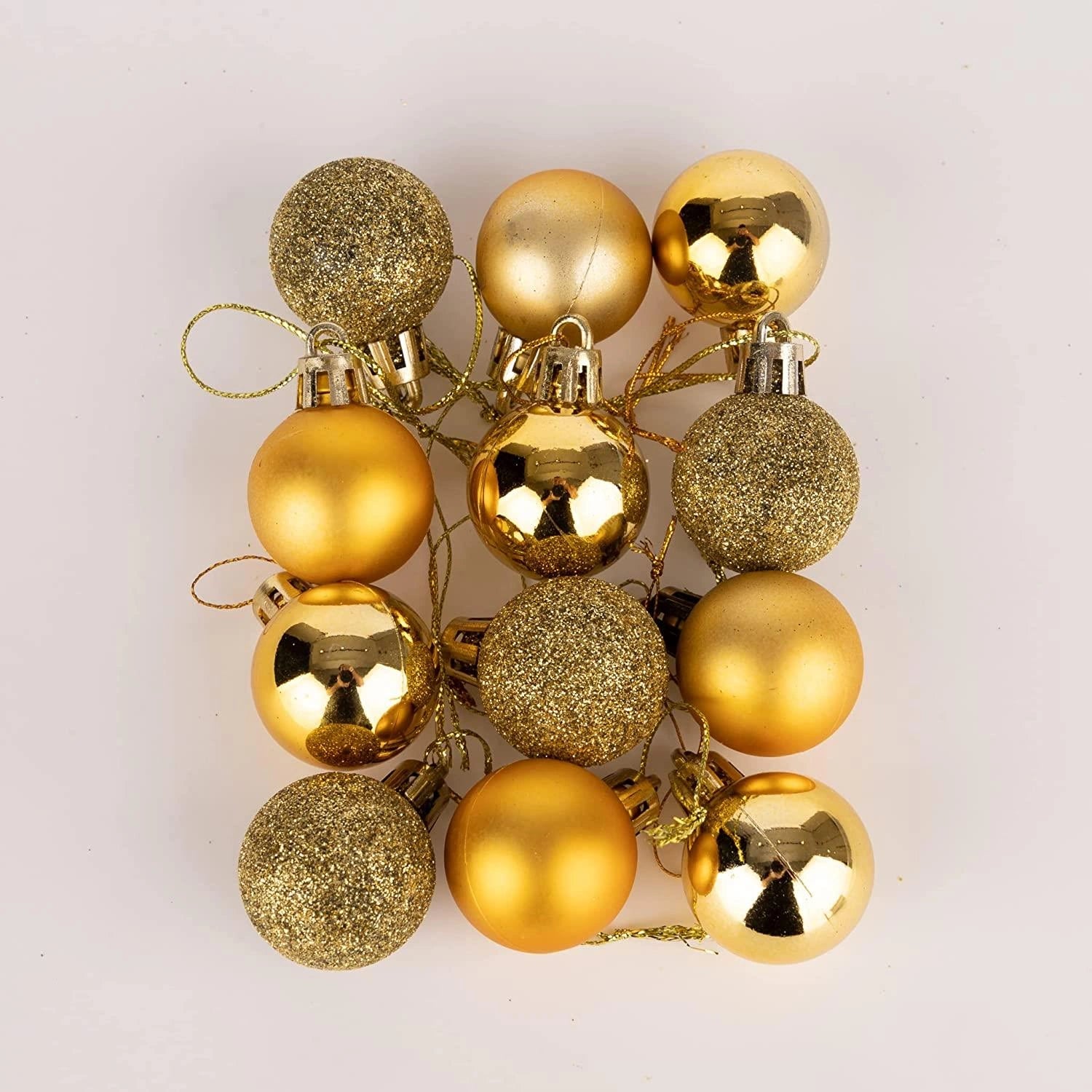 12pcs Christmas Baubles Hanging Decorations Gold Balls Xmas Tree Ornaments 30mm