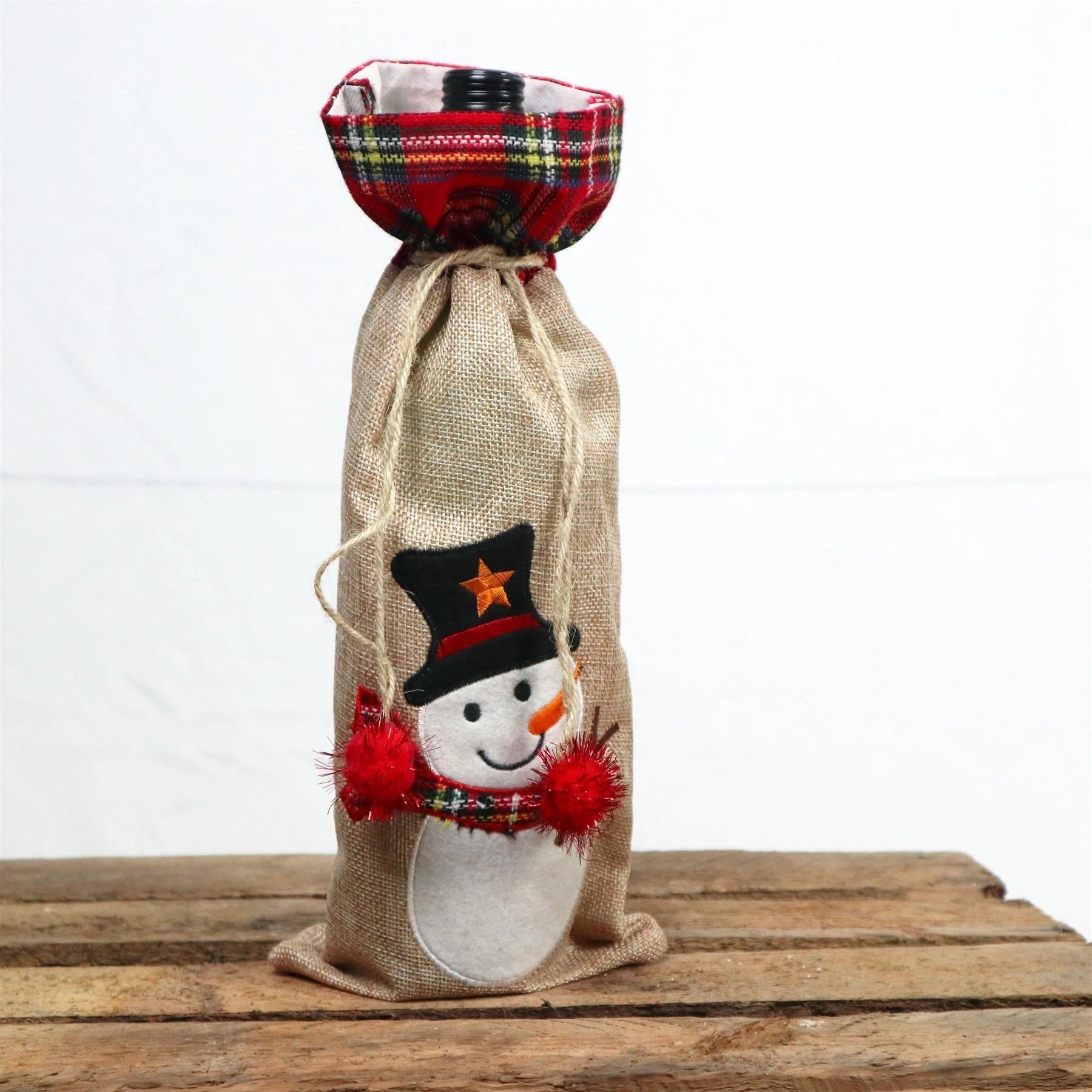 Christmas Wine Bottle Cover Snowman 15X35Cm