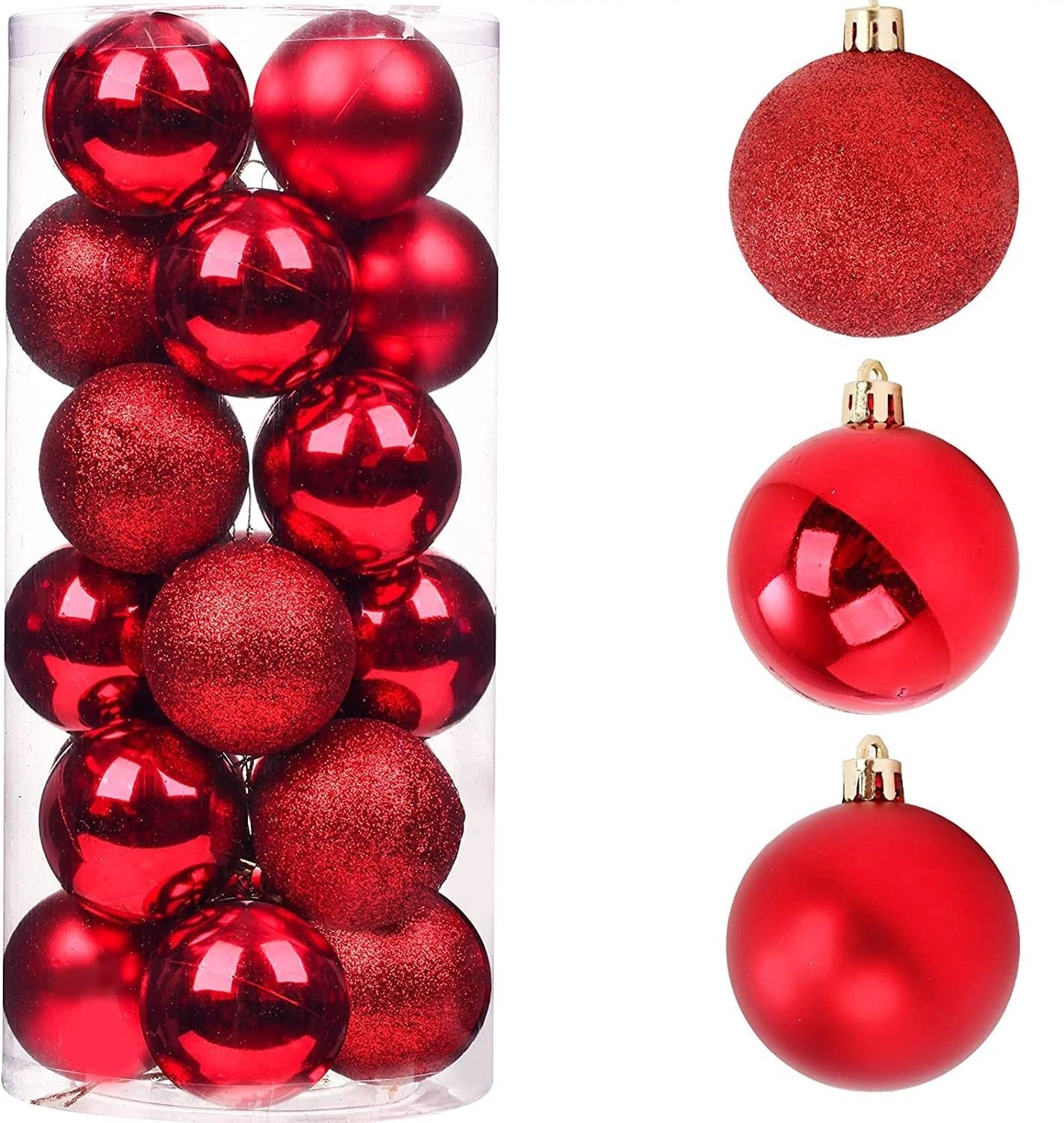 12pcs Christmas Baubles Tree Ornaments Red Balls Xmas Hanging Decorations 30mm