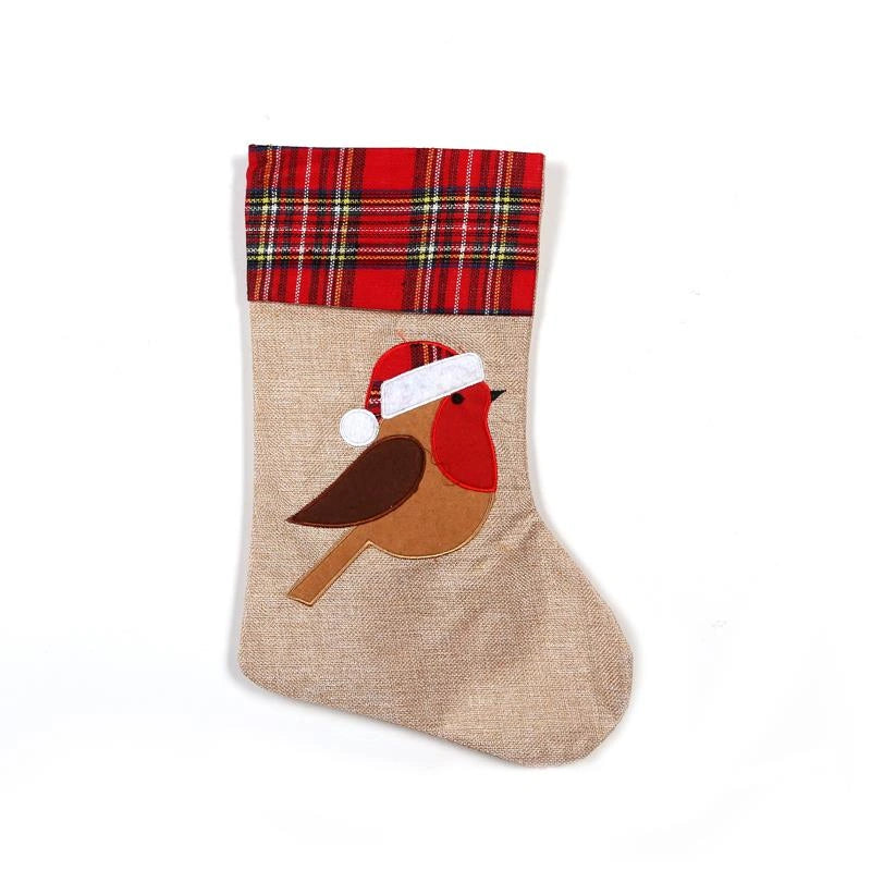 Christmas Robin Stockings Large Father Santa Sack Socks Gifts Bag Decorations