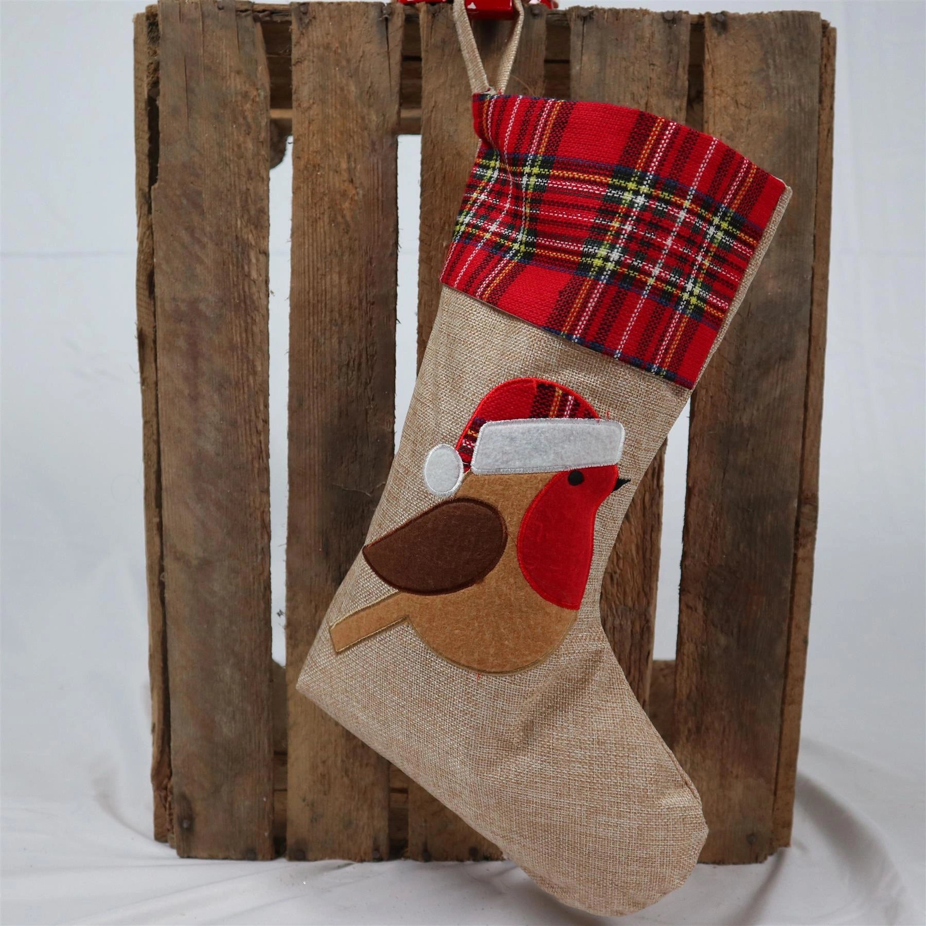 Christmas Robin Stockings Large Father Santa Sack Socks Gifts Bag Decorations
