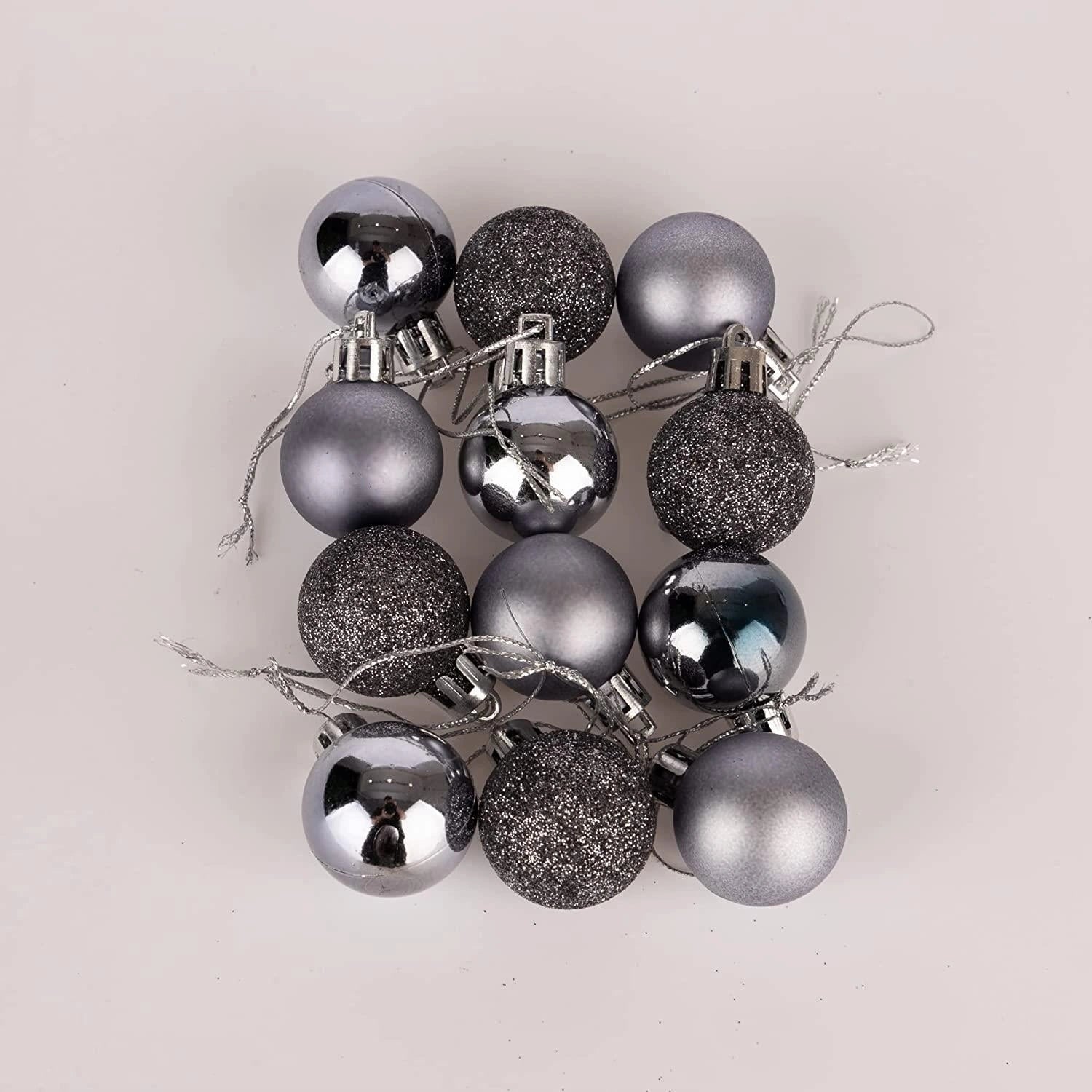 12X Christmas Baubles Tree Ornament Dark Grey Ball Xmas Hanging Decoration 30mm