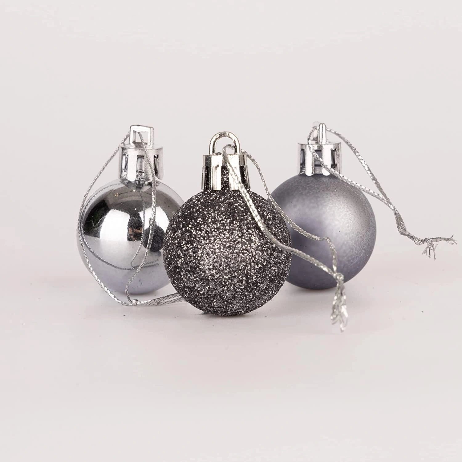 12X Christmas Baubles Tree Ornament Dark Grey Ball Xmas Hanging Decoration 30mm