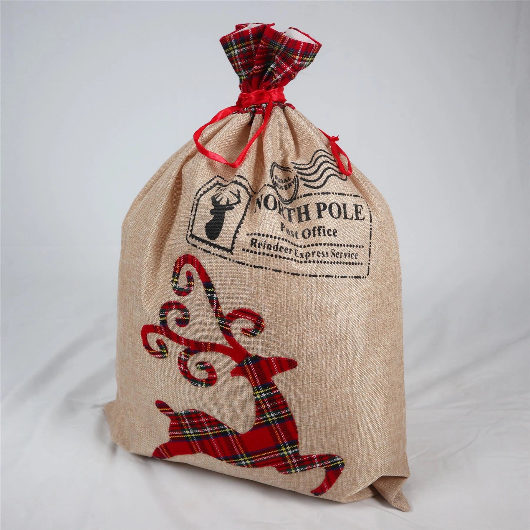 Christmas Santa Sack Large Hessian Stockings Reindeer Xmas Presents Bags 70x50cm