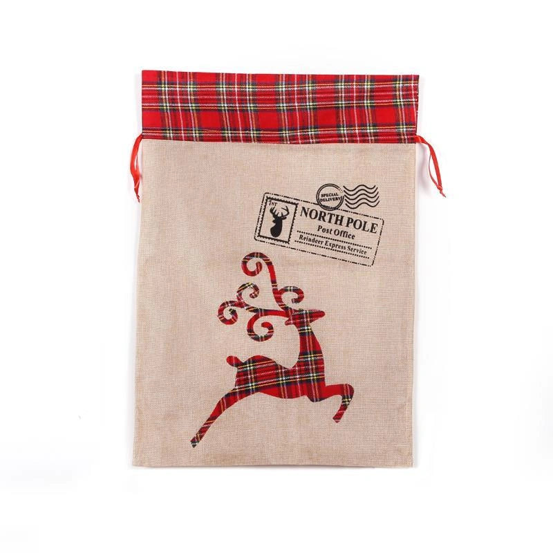 Christmas Santa Sack Large Hessian Stockings Reindeer Xmas Presents Bags 70x50cm
