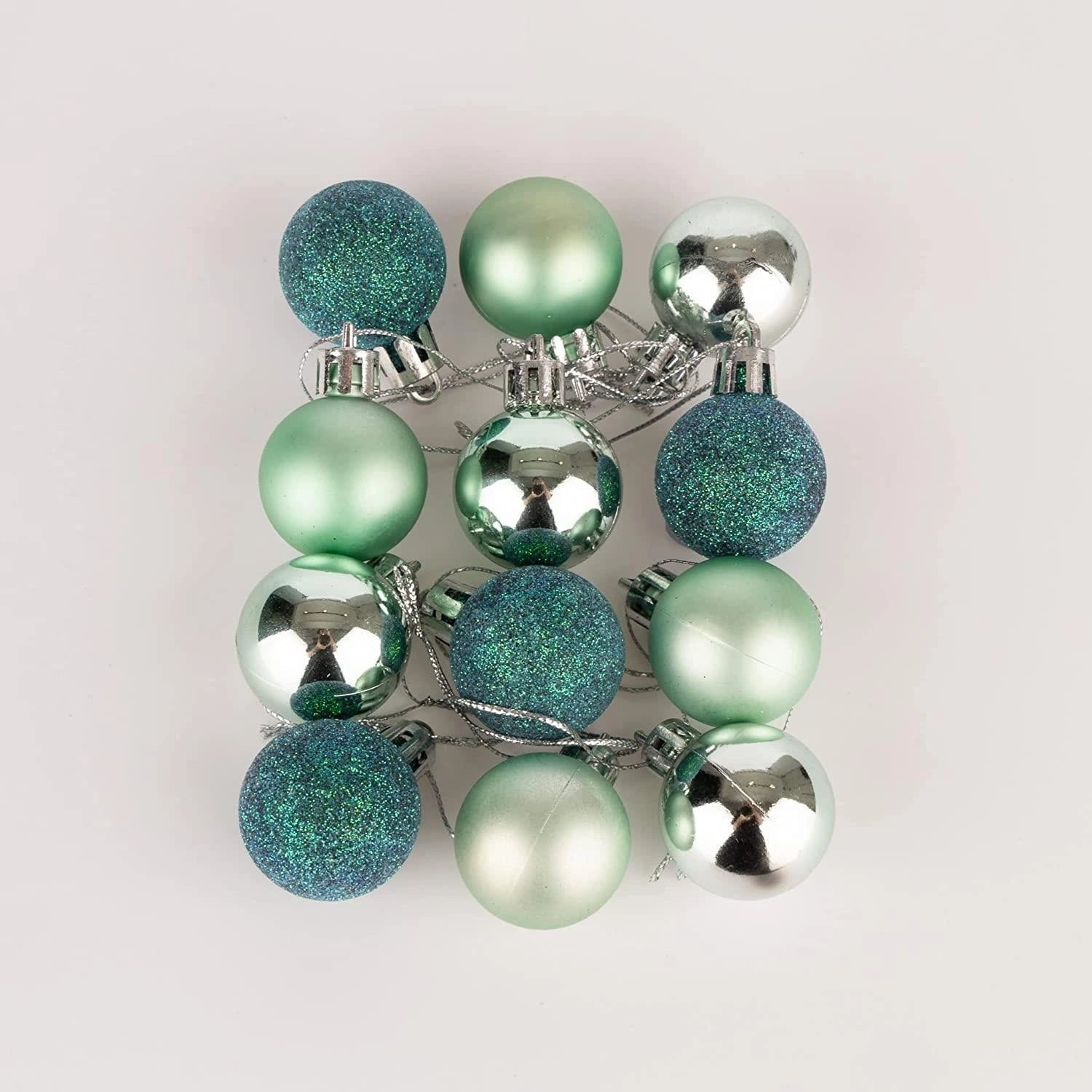 12X Christmas Baubles Hanging Decoration Turquoise Ball Xmas Tree Ornament 30mm