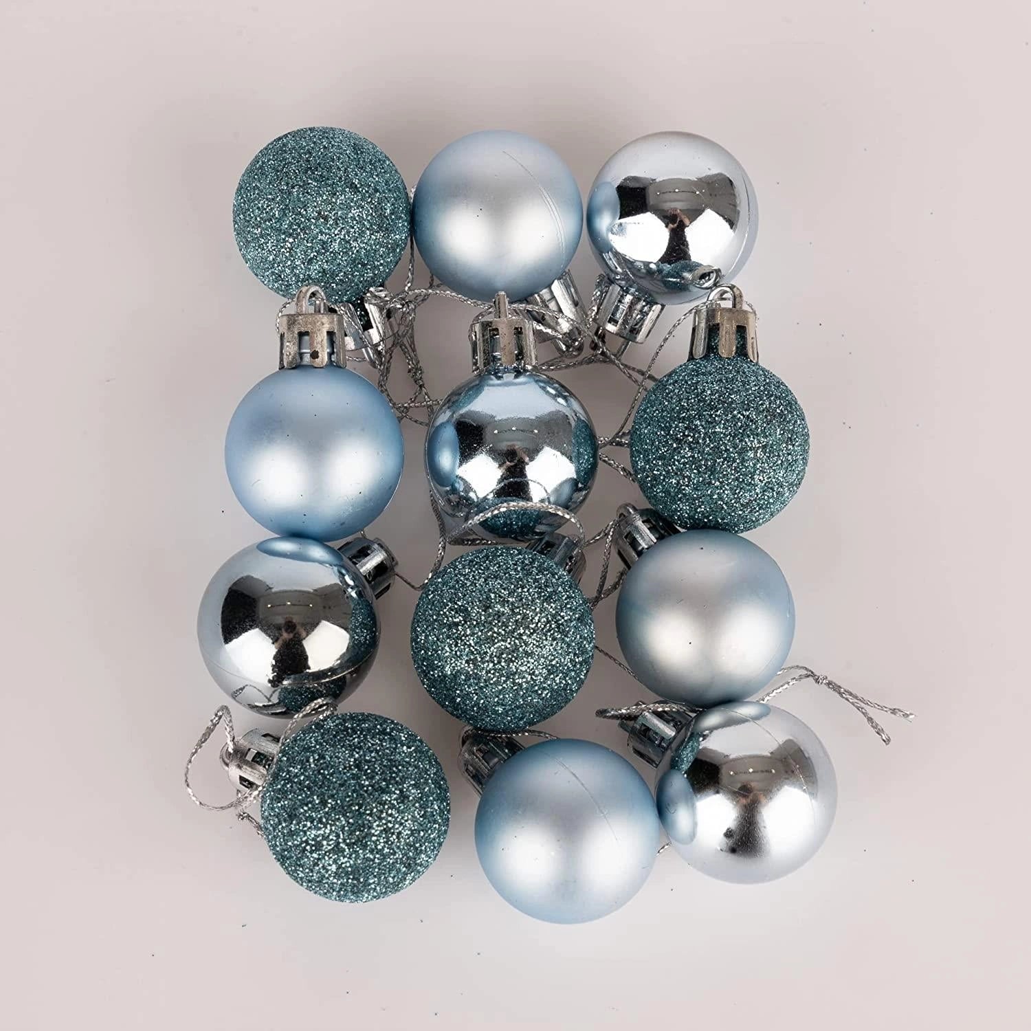 12X Christmas Baubles Tree Ornament Light Blue Ball Xmas Hanging Decoration 30mm