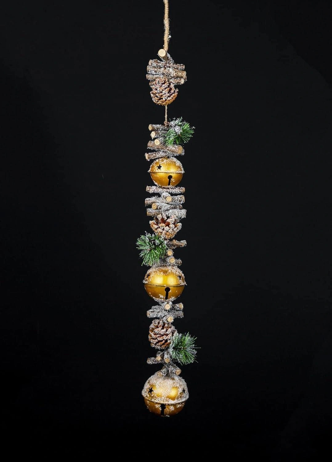 Garland Hanging Decorations With Rustic Tripple Bells 90Cm