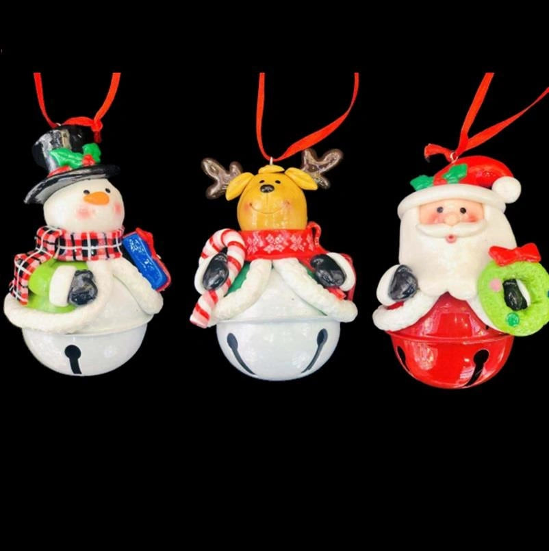 Hanging Decorations Christmas Santa Snowman Reindeer Bells XMAS Home OrnamentsX3