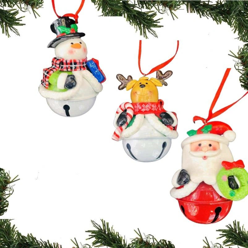 Christmas Hanging Decoration 3Pcs Ceramic Bells