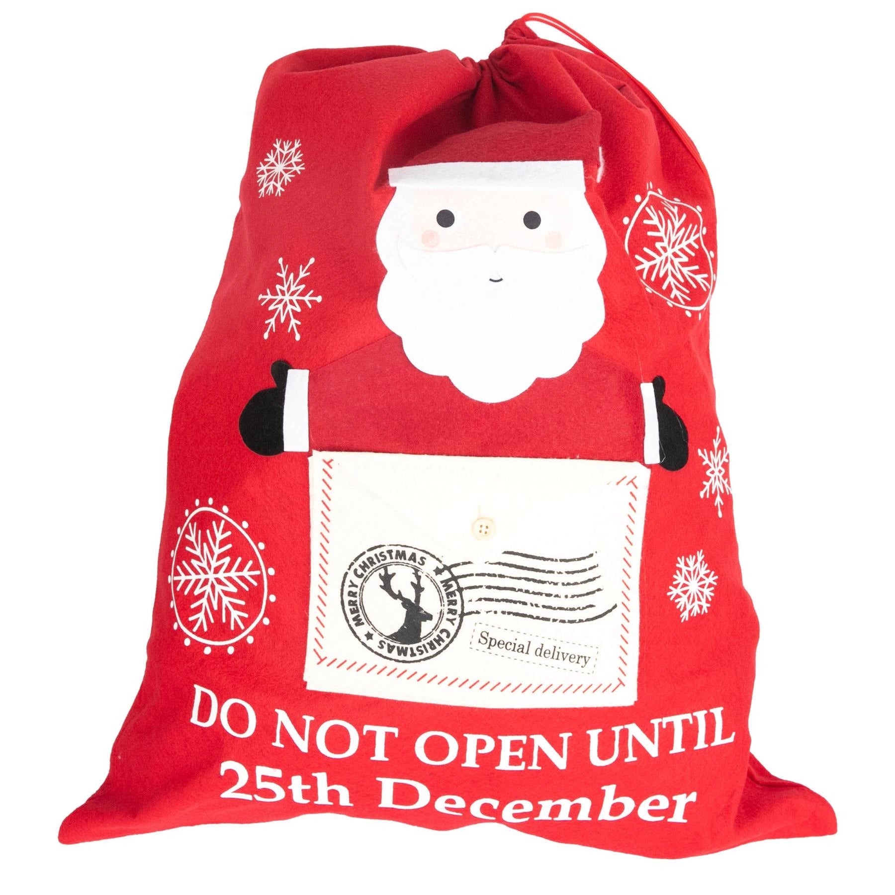 Do Not Open Xmas Sack Red Felt Material 50 X 65Cm