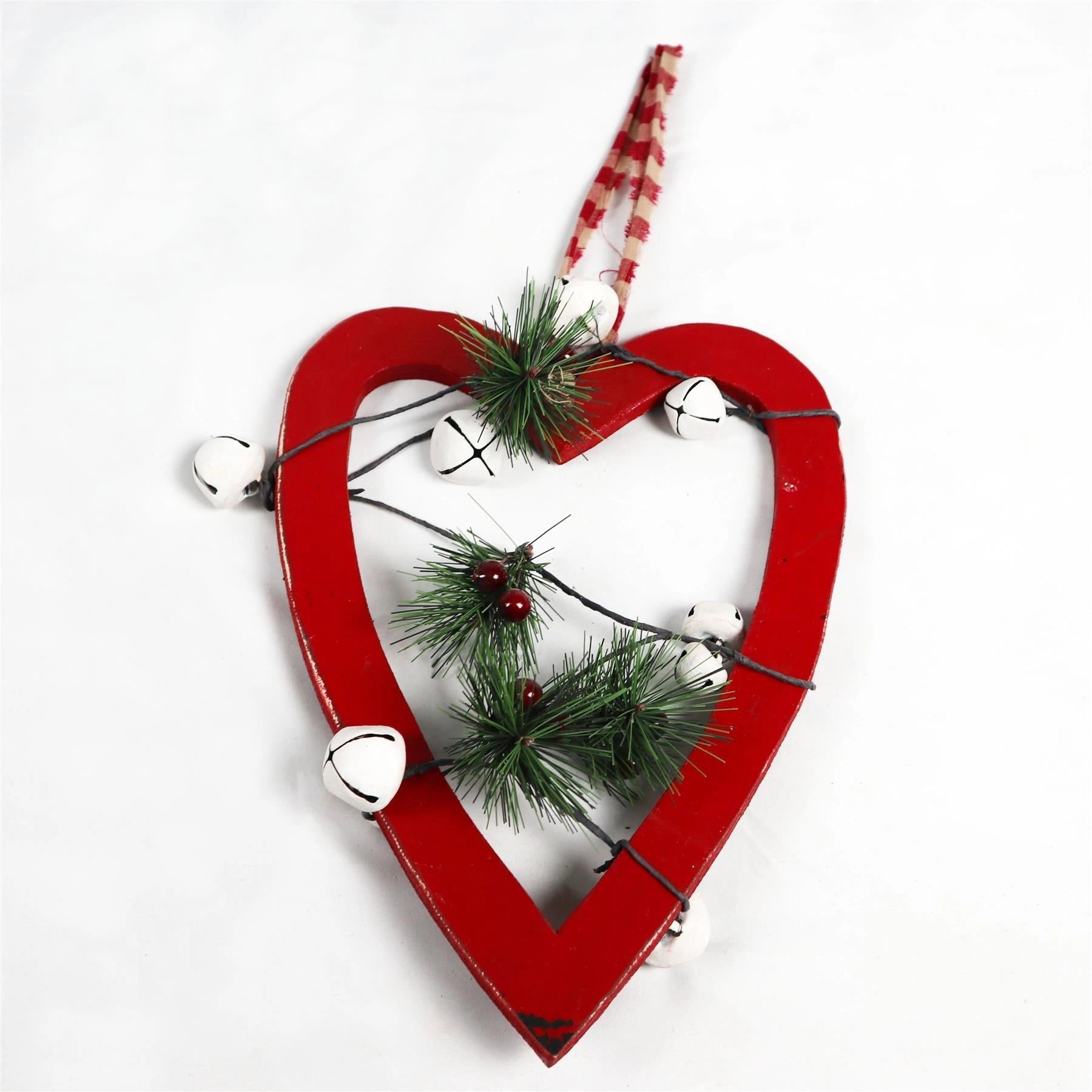 Wooden Red Heart Unique Design Christmas Wall Decorations Home Xmas Showpieces