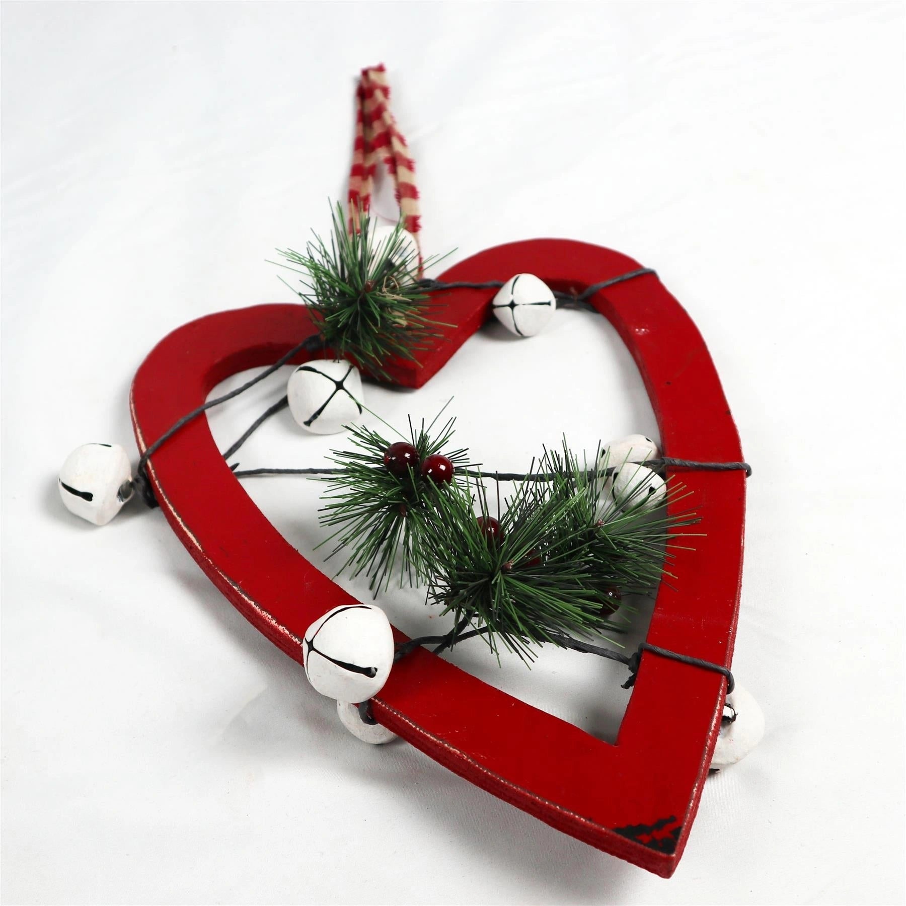 Wooden Red Heart Unique Design Christmas Wall Decorations Home Xmas Showpieces
