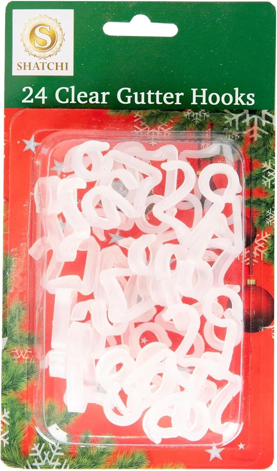 Gutter Hooks Christmas Rope String Icicle Light Hanger Clear Plastic Clips 24pcs