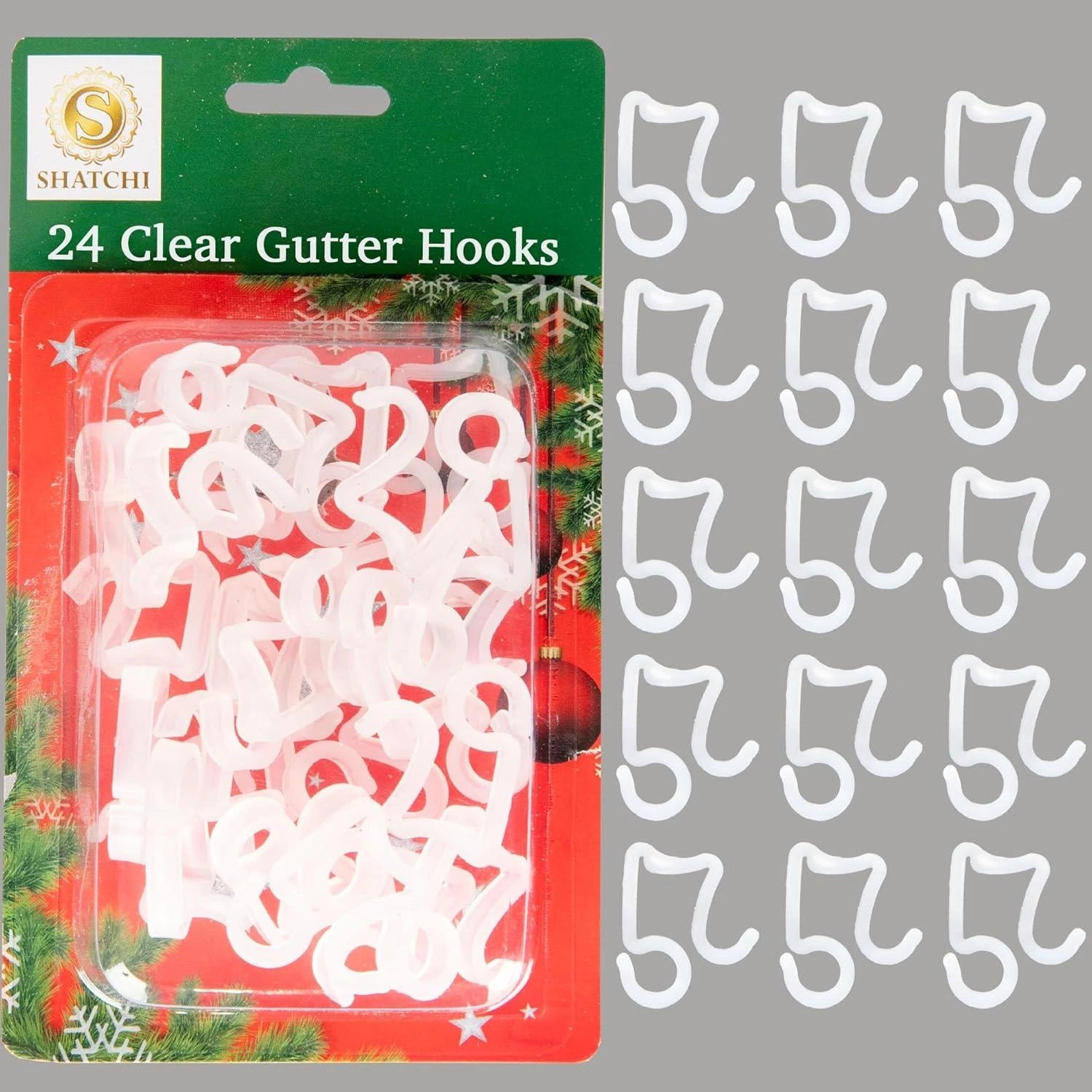 Gutter Hooks Christmas Rope String Icicle Light Hanger Clear Plastic Clips 24pcs