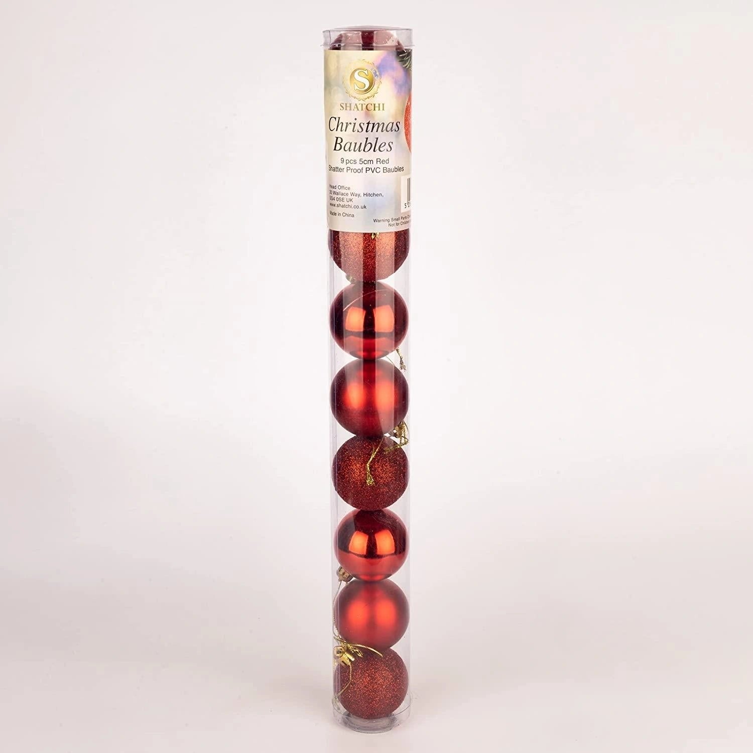 9PCS Christmas Baubles Tree Ornaments Red Balls Xmas Hanging Decorations 50mm