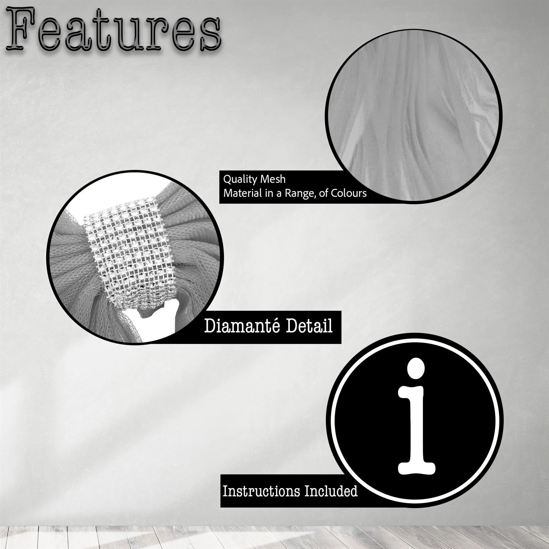 3P Giant Christmas Door Bow Silver Organza Wedding Festive Xmas Home Decor 7.5m