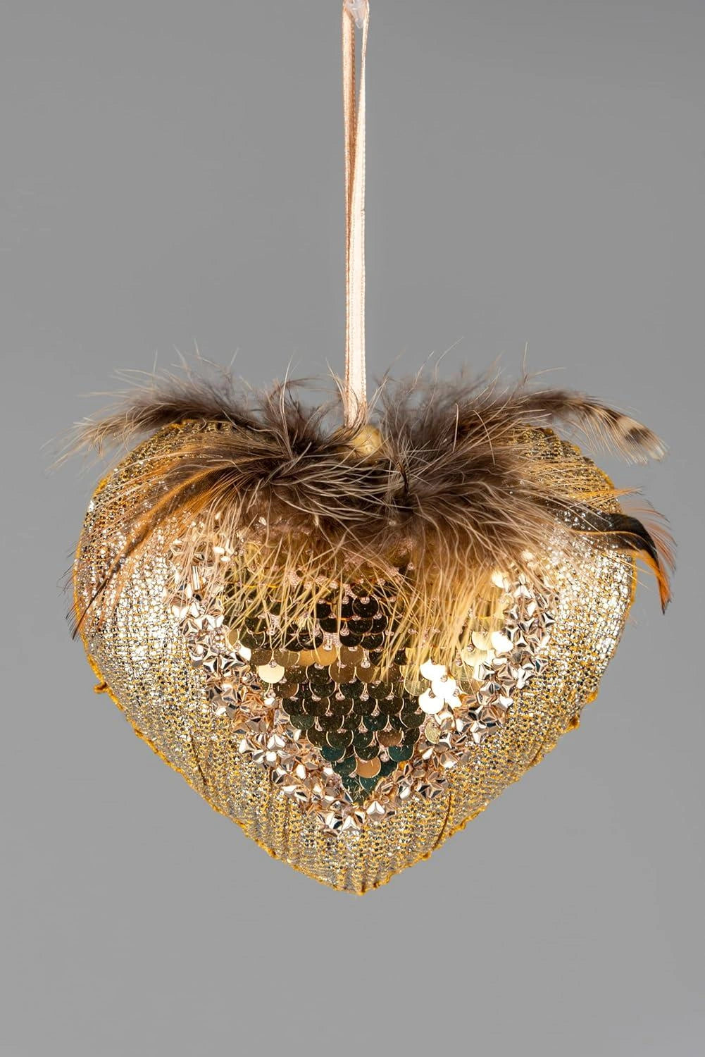 10Cm Gold Heart - Christmas Hanging Decoration