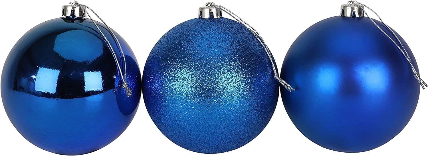 3pcs Christmas Baubles Tree Ornaments Blue Balls Xmas Hanging Decoration 15cm