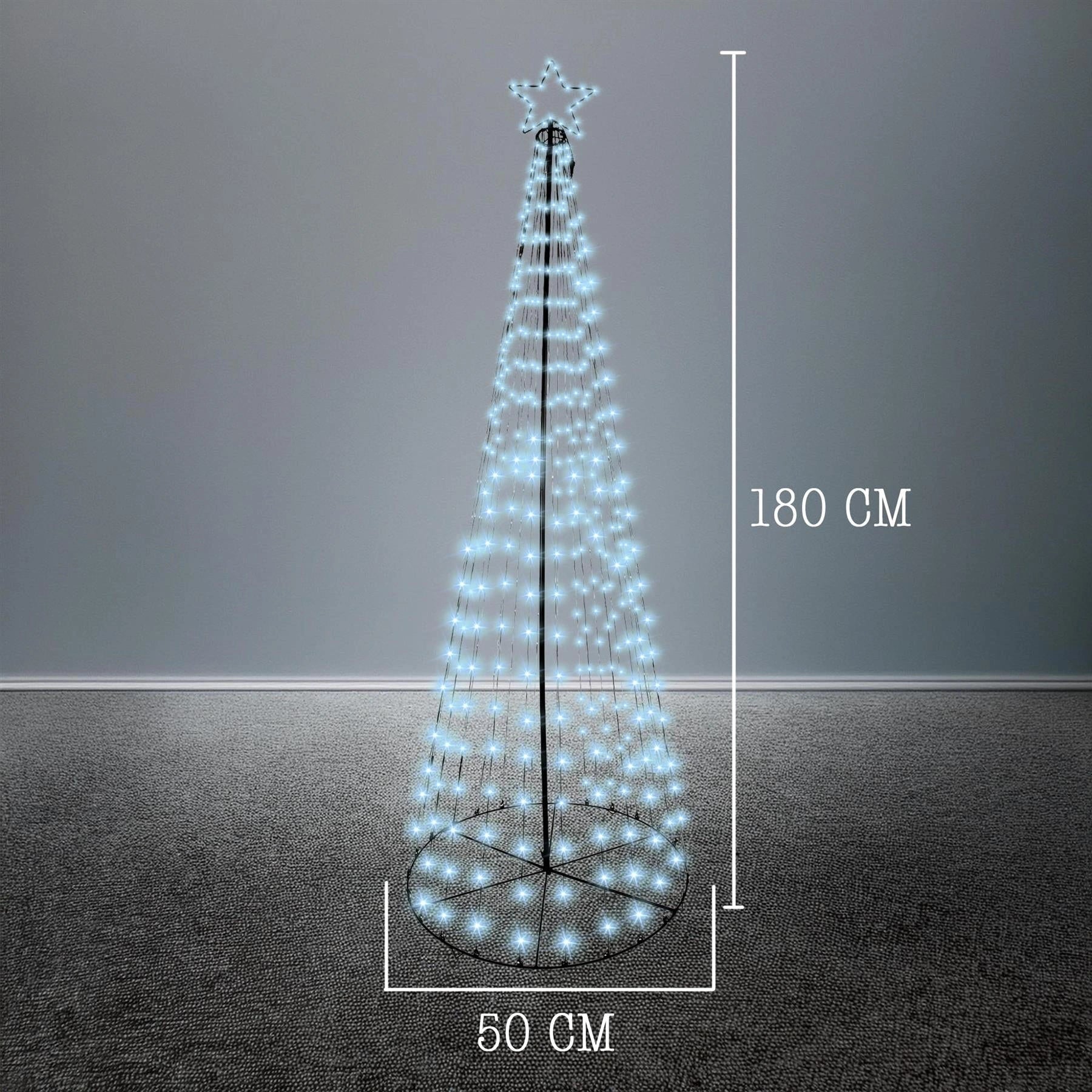 Christmas Cone Tree Maypole Star Topper Multifunction LED Lights Xmas Decor 6FT