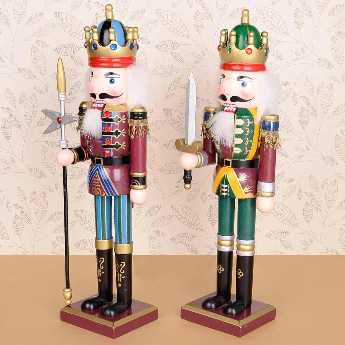 4Pcs Wooden Nutcrackers 38cm Christmas Figure Ornament Royal Military Xmas Decor