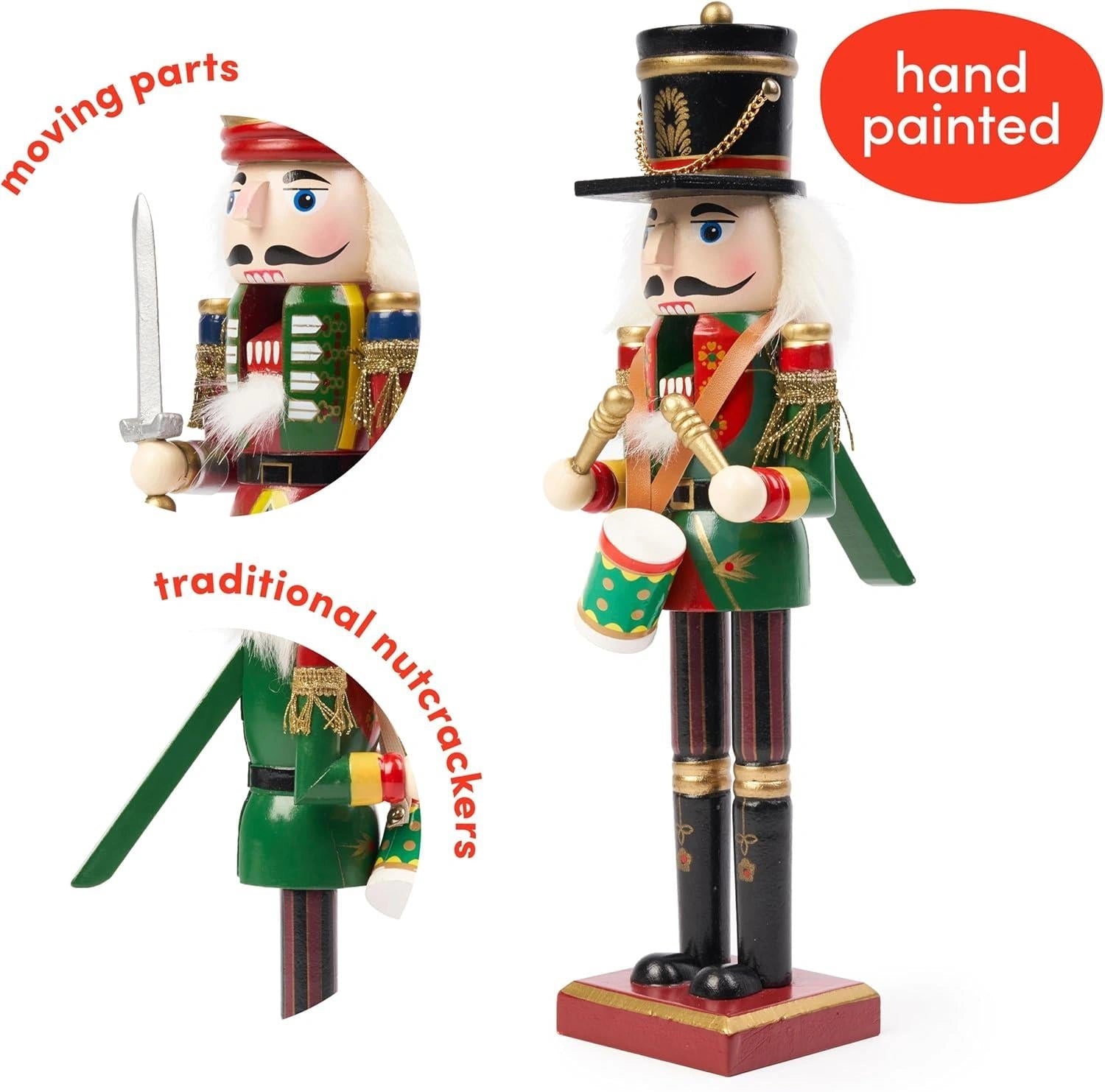 4Pcs Wooden Nutcrackers 38cm Christmas Figure Ornament Royal Military Xmas Decor