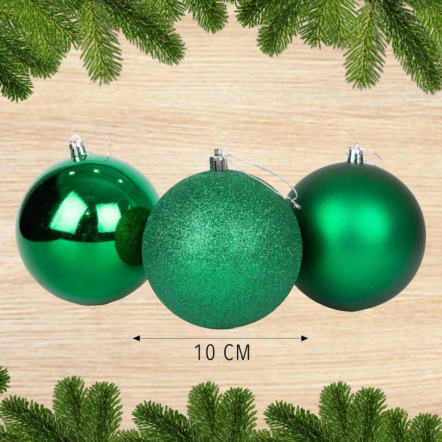 6X Christmas Baubles Tree Ornament Dark Green Balls Xmas Hanging Decoration 10cm