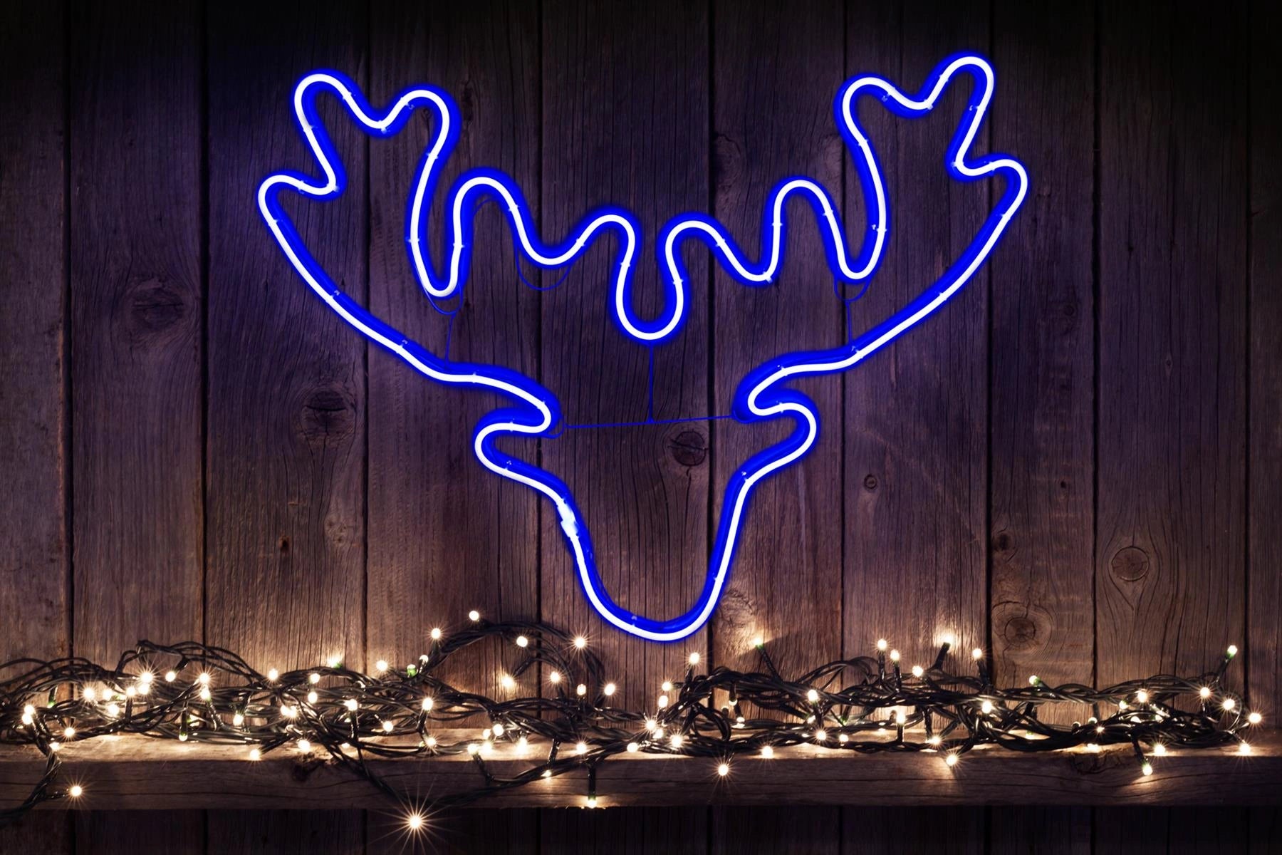 Neon Rope Light Silhouette Christmas Stag Head Outdoor Wall Garden Decoration UK